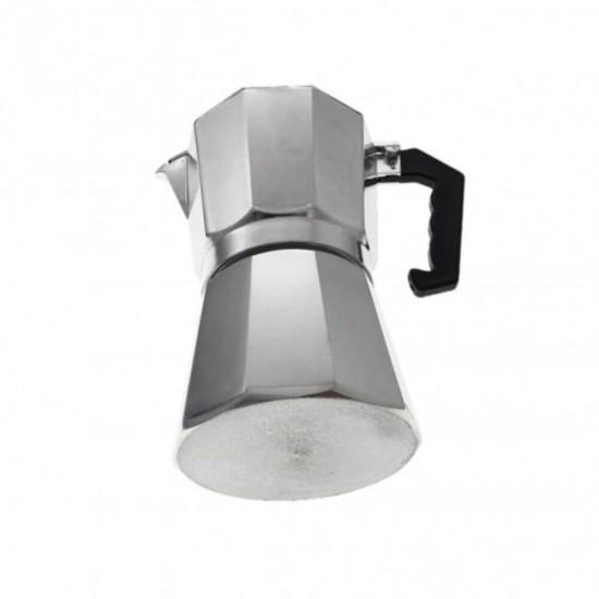 Espressor Aluminiu pentru 9 Cesti, Aringtiu/Negru, Espressor Aluminiu, Cafetiera Aluminiu, Espresor 9 Cafele, Espressor 9 Portii, Cafetiera Espressor, Cafetiera Moka, Oala Moka, Espressor Moka, Espressor Aragaz, Cafetiera Aragaz