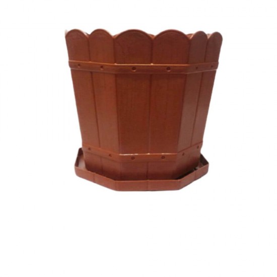 Ghiveci cu Tavita STERK Rustic, 24x22 cm, 8L, Plastic Maro, Ghiveci pentru Flori, Ghiveci cu Tavita pentru Flori, Ghivece, Ghivece Plastic cu Tavita, Articole Decorative, Ghivece cu Tavita pentru Flori, Ghivece cu Tava pentru Flori