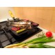 Tigaie Grill OTI din Fonta Pura cu Inductie, 26x26 cm, Maner Rabatabil, Culoare Neagra, Tigai Inductie Tigaie pentru Aragaz, Tigaie pentru Plita, Tigaie Gatire Mancare, Tigai din Fonta, Tigai pentru Mancare, Tigai Negre Fonta