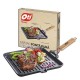 Tigaie Grill OTI din Fonta Pura cu Inductie, 26x26 cm, Maner Rabatabil, Culoare Neagra, Tigai Inductie Tigaie pentru Aragaz, Tigaie pentru Plita, Tigaie Gatire Mancare, Tigai din Fonta, Tigai pentru Mancare, Tigai Negre Fonta
