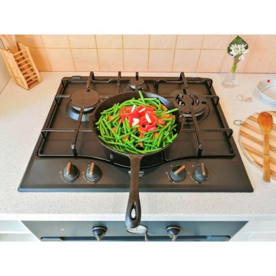 Tigaie OTI din Fonta Pura cu Inductie, Diametru 24 cm, Maner din Fonta, Material Gros, Culoare Neagra, Tigai Inductie Tigaie pentru Aragaz, Tigaie pentru Plita, Tigaie Gatire Mancare, Tigai din Fonta, Tigai pentru Mancare, Tigai Negre Fonta