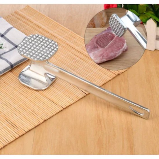 Ciocan Inox Snitel, 24 cm, Argintiu, Ciocane Metalice Fragezirea Carnii, Batator de Carne, Ciocane pentru Snitele, Ciocan Metalic pentru Snitel, Ustensile pentru Gatit, Ciocan Inox de Snitele, Ustensile pentru Bucatarie, Instrumente pentru Gatit