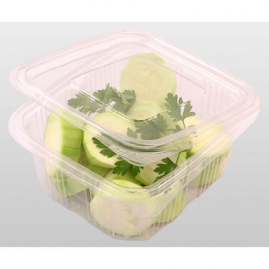 Caserole Capac Atasat, 112x126x58 mm, 100 Buc/Set, 500 ml, Plastic Transparent, Caserole Reactangulare, Caserole de Unica Folosinta, Caserole cu Capac din Plastic, Caserole din Plastic, Caserola cu Capac, Caserole din Plastic Unica Folosinta