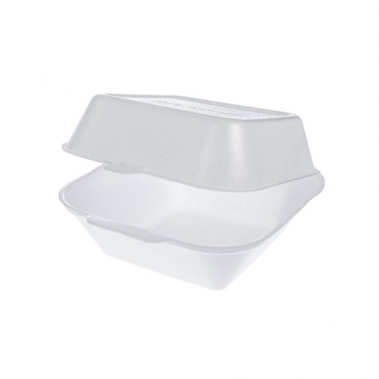 Caserole Hamburger, 134x141x72 mm, 200 Buc/Set, Polistiren Expandat, Culoare Alba, Caserole Polistiren, Caserole Unica Folosinta Hamburgeri, Ambalaje Catering, Cutii Unica Folosinta Hamburgeri, Caserole Fast Food, Caserola Hamburger