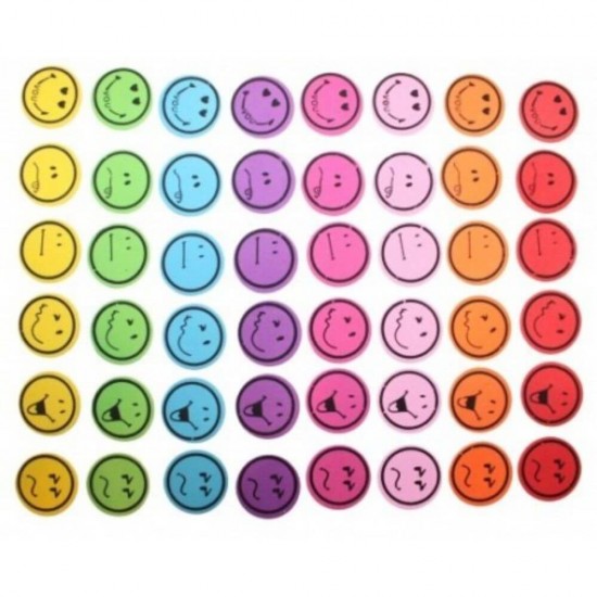 Mutrisoare Autoadezive DACO, 50 Buc/Set, Diametru 25 mm, Multicolor, Accesorii Creatie, Accesorii  Craft, Smiley Decorativ din Spuma, Figurine din Spuma Autoadezive, Zambete Decorative cu Adeziv, Fetisoare Decorative, Smiley Decorativ din Spuma