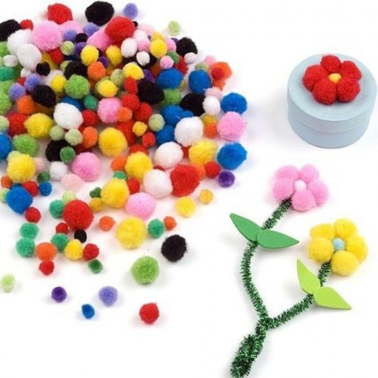 Pom Pom DACO, 120 Buc/Set, 10 mm, Verde, Material Textil,  Bilute Plusate Colorate, Bilute Pom Pom, Accesorii Craft, Accesorii Creatie, Pom-Pom Textil, Pom Pom Colorat, Pom Pom Decorativ, Pom Pom Ornamental, Pom Pom pentru Lucru Manual