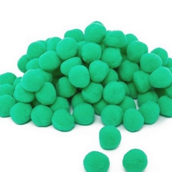 Pom Pom DACO, 120 Buc/Set, 10 mm, Verde, Material Textil,  Bilute Plusate Colorate, Bilute Pom Pom, Accesorii Craft, Accesorii Creatie, Pom-Pom Textil, Pom Pom Colorat, Pom Pom Decorativ, Pom Pom Ornamental, Pom Pom pentru Lucru Manual