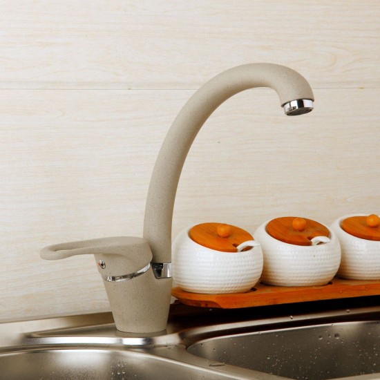 Baterie de Bucatarie cu Gat de Lebada din Alama Sanobi Granit, Finisaj Granit Bej, Baterii Bucatarie, Baterie Bucatarie, Baterie pentru Bucatarie, Baterii pentru Bucatarie, Baterii de Chiuveta, Baterie de Chiuveta, Baterii Sanobi, Baterie Sanobi