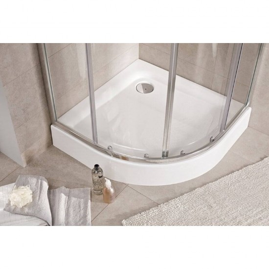 Cadita Dus Semirotunda Kolo First, 800x800x165 mm, Material Acrilic Alb, Cada pentru Dus 80x80x16.5 cm, Cadita pentru Dus, Cadite Semirotunde pentru Dus, Cadita Semirotunda pentru Cabina de Dus, Cadite pentru Cabinele de Dus