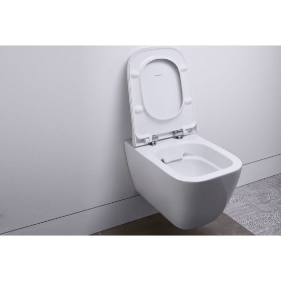 Set Vas WC Stativ Cersanit, Carina New CleanOn, Rimless, cu Rezervor si Capac Soft-Close si Easy-Of, Set Vas WC, WC Cersanit, WC CleanOn cu Rezervor si Capac, Capac WC Soft-Close si Easy-Of, Set Vas WC, Vase Toaleta, Sanitare, Obiecte Sanitare, Vase WC
