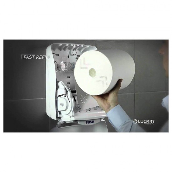 Prosop Hartie Lucart Strong, 2 Straturi, 16x35 cm, 6 Buc/Set, Lungime Rola 122 m, Rola Servetele Hartie, Prosoape Hartie si Servetele, Prosoape de Hartie pentru Dispenser, Prosoape Unica Folosinta