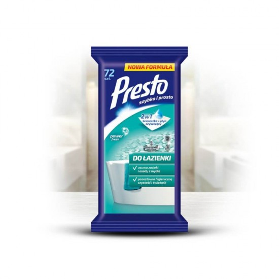 Servetele Umede pentru Baie PRESTO, 72 Buc/Set, Servetele Umede, Servetele Umede pentru Curatare, Servetele Curatat Baia, Servetele pentru Baie, Servetele Curatenie Cada si Chiuveta