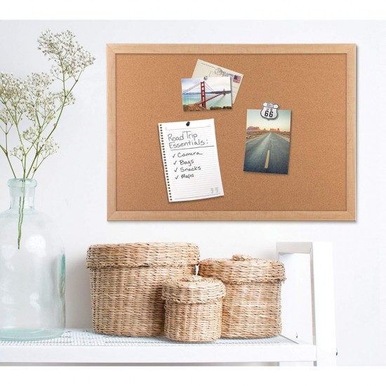 Panou din Pluta, 30x40 cm, Rama din Lemn, Tabla din Pluta Naturala Presata Ideala pentru Afisare, Panouri din Pluta