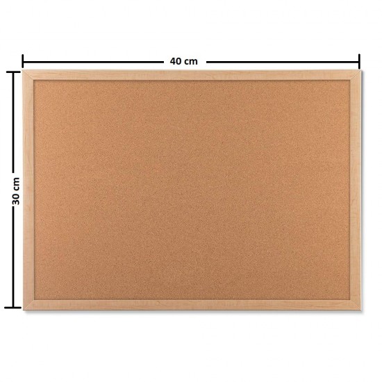 Panou din Pluta, 30x40 cm, Rama din Lemn, Tabla din Pluta Naturala Presata Ideala pentru Afisare, Panouri din Pluta