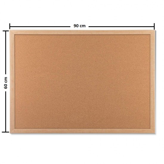 Panou din Pluta, 60x90 cm, Rama din Lemn, Tabla din Pluta Naturala Presata Ideala pentru Afisare, Panouri din Pluta