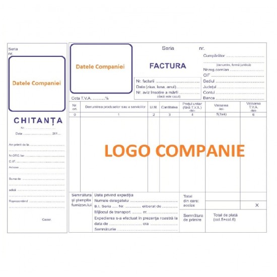 Seturi Facturi Personalizate A5 in 3 Exemplare, Tipar 1+0, Formulare Tipizate Autocopiative, Facturier Personalizat, Tipizate Personalizate, Formulare Autocopiative Personalizate