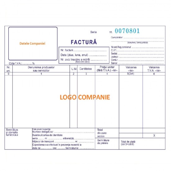 Seturi Facturi Personalizate A5 in 3 Exemplare, Tipar 1+0, Formulare Tipizate Autocopiative, Facturier Personalizat, Tipizate Personalizate, Formulare Autocopiative Personalizate