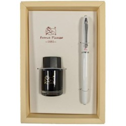 Set Stilou si Calimara de Cerneala Picasso, Culoare Alb, Model 656W