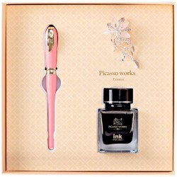 Set Stilou si Calimara de Cerneala Picasso si Brosa, Culoare Roz, Model 986RZ