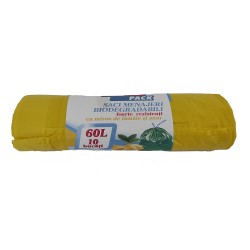 Saci Menajeri Merve, Biodegradabili cu Miros de Lamaie si Snur, 60 L, 10 Buc/Rola