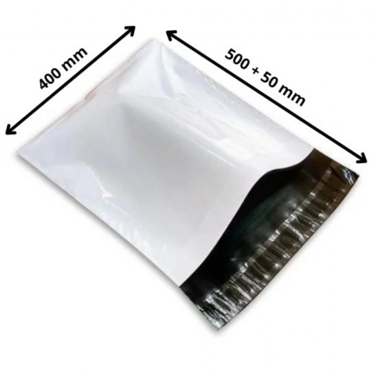 Set 100 Pungi Curierat, Dimensiune 350x450 mm, Clapeta Autoadeziva Permanenta cu Buzunar de 50 mm pentru AWB
