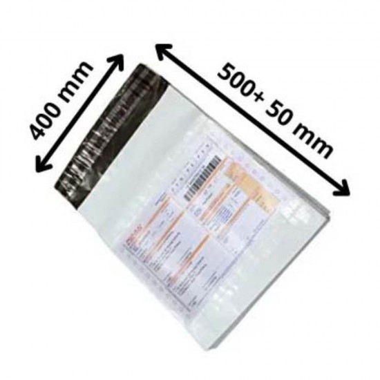 Set 100 Pungi Curierat, Dimensiune 400x500 mm, Clapeta Autoadeziva Permanenta cu Buzunar de 50 mm pentru AWB
