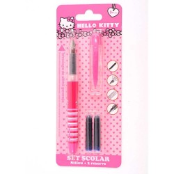 Stilou Basic cu 2 Rezerve din Plastic pentru Fete, Model Hello kitty