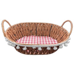 Cos Impletit Oval Maro, Material Plastic si Metal, Dimensiune 27x8 cm