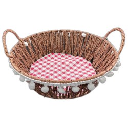 Cos Impletit Rotund Maro, Material Plastic si Metal, Dimensiune 22x8 cm