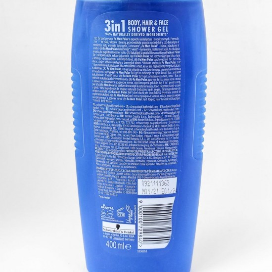Gel de Dus Fa Polar pentru Barbati, 3 in 1 , Catitate 400 ml