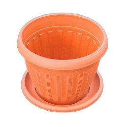 Ghiveci Infinity D180 cu Farfurie, Dimensiune 18x13 cm, Culoare Maro