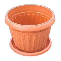 Ghiveci Infinity D230 cu Farfurie, Dimensiune 23x17 cm, Culoare Maro