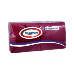 Servetele de Masa Misavan in 2 Straturi, Dimensiune 330x330 mm, 250 Buc/Set, Culoare Burgundy