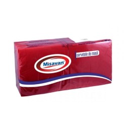 Servetele Laminate Misavan de Masa in 2 Straturi, Dimensiune 330x330 mm, 120 Buc/Set, Culoare Rosu