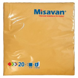 Servetele de Masa Misavan in 3 Straturi, Dimensiune 330x330 mm, 20 Buc/Set, Culoare Melon