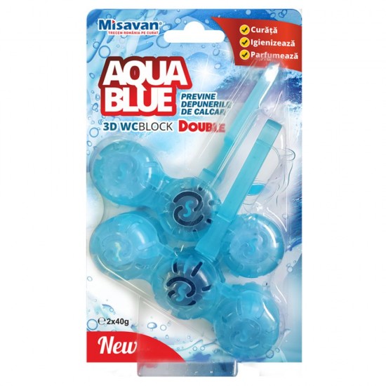 Odorizant WC Misavan Block Aqua Blue 3D, 2 Buc/Set, 40 g