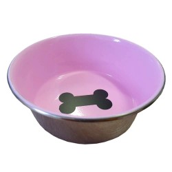 Castron 4 Dog Inox, Interior Roz, Antiderapant, 500 ml, 13 cm
