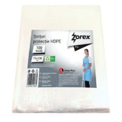 Set 100 Sorturi de Protectie Zorex Pro, 71x120 cm, Polietilena, Model Transparent, Sort de Protectie, Sorturi de Unica Folosinta, Sorturi pentru Saloane, Sorturi pentru Catering