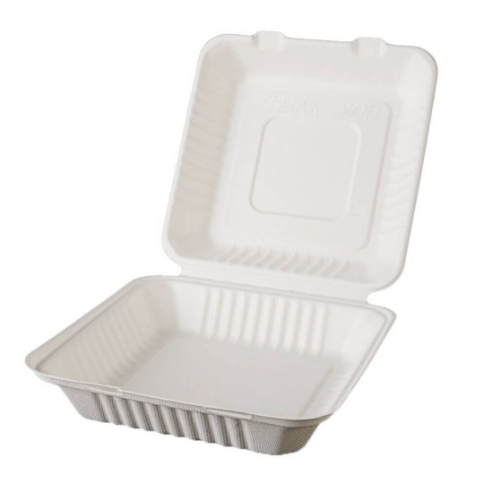 Set 100 Caserole Biodegradabile, 228x230x80 mm, Trestie de Zahar, Necompartimentate, Caserole Ecologice, Set Caserole Catering, Caserole Meniuri, Set Caserole Biodegradabile pentru Meniu, Caserole Ecologice pentru Delivery, Caserola din Trestie de Zahar