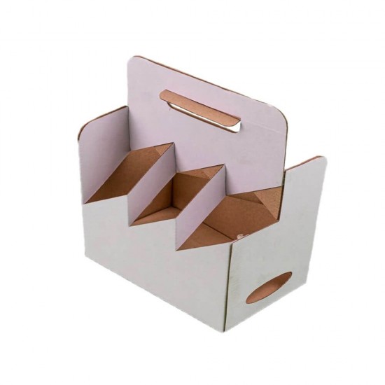 Set 100 Cutii pentru Sticle, 6x0.5 L, Carton Alb/Natur