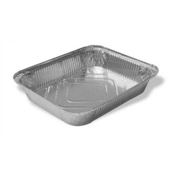 Set 2 Caserole din Aluminiu, 318x270x55 mm pentru 8 Portii, Dreptunghiulare, Caserola pentru Catering, Caserole pentru Fast-Food, Caserole Aluminiu de Unica Folosinta, Tavi Aluminiu Unica Folosinta 
