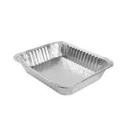Set 3 Caserole din Aluminiu, 215x147x43 mm pentru 2 Portii, Dreptunghiulare, Caserola Aluminiu de Unica Folosinta, Caserola pentru Catering, Caserole pentru Fast-Food, Tavi Aluminiu de Unica Folosinta
