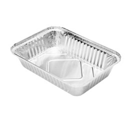 Set 100 Caserole Aluminiu, 920 ml, 220x145x45 mm, Dreptunghiulare, Caserola Aluminiu de Unica Folosinta, Caserola pentru Catering, Caserole pentru Fast-Food, Caserole Dreptunghiulare de Aluminiu, Set de Caserole din Aluminiu, Vesela Unica Folosinta