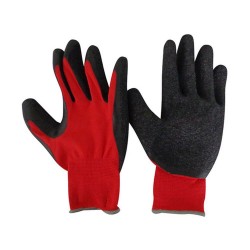Manusi Protectie Fred M14, 10/XL, Poliester si Latex cu Textura Ridicata, Rosu/Negru, Manusi de Protectie Cauciucate, Manusi de Protectie Mari, Manusi de Protectie Poliester si Latex, Manusi de Protectie cu Palma si Degete Impregnate in Latex