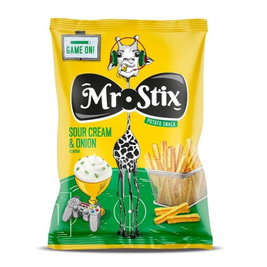 Snacksuri Mr. Stix Sour Cream&Onion Flavour, 50 g, Aroma de Smantana si Ceapa, Snacksuri, Mr. Stix Sour Cream&Onion Flavour Snacksuri, Snacksuri cu Aroma de Smantana si Ceapa, Chipsuri si Snacksuri Mr. Stix Sour Cream&Onion Flavour