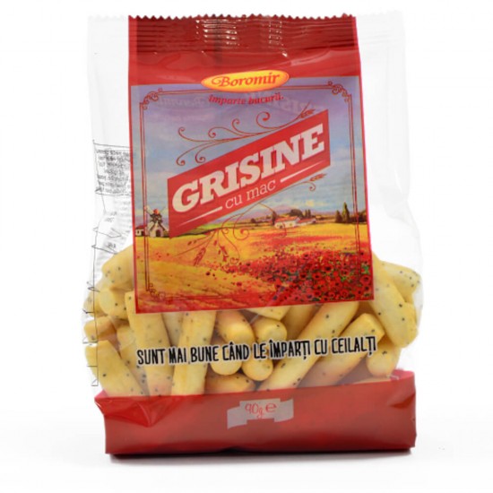 Grisine cu Mac Boromir, 90 g, Grisine, Grisine din Grau, Grisine din Grau cu Mac, Grisine Uscate, Grisine Uscate din Grau, Grinise Gustare, Gustare Sarata, Grisine Sarate, Grisine Sarate cu Mac, Grisine cu Mac din Grau, Grisine Sarate din Grau
