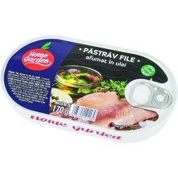 Pastrav Afumat in Ulei, Home Garden, 170 g, Conserva de Pastrav, Home Garden Conserva Pastrav Afumat, Pastrav in Ulei Conserva Home Garden, Conserva de Peste, Conserva de 170 g