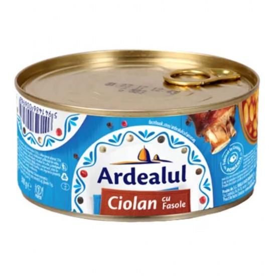 Fasole cu Ciolan Ardealul, 300g, Conserva de Fasole cu Ciolan, Fasole cu Ciolan Gata Preparata, Conserva Ardealul de Fasole, Fasole cu Carne de la Ardealul