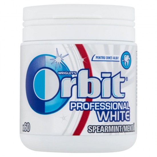 Borcan Guma de Mestecat Orbit Professional White, 60 Buc, Guma pentru Mestecat, Guma Orbit, Guma Mestecat, Guma Mentolata, Guma Aroma de Menta, Guma cu Menta, Pachet Guma Orbit, Pachet Guma de Mestecat, Guma Borcan, Guma Recipient
