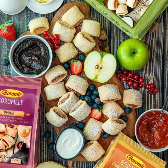 Cornulete cu Umplutura de Mere Boromir, 300 g, Cornulete Gem Mere, Cornulete Dulci, Dulciuri Boromir, Cornulete Gem de Mere, Cornulete Fragede, Cornulete Fragezite, Cornulete Prajituri, Prajituri Cornulete, Cornulete Boromir, Cornulete Boromele